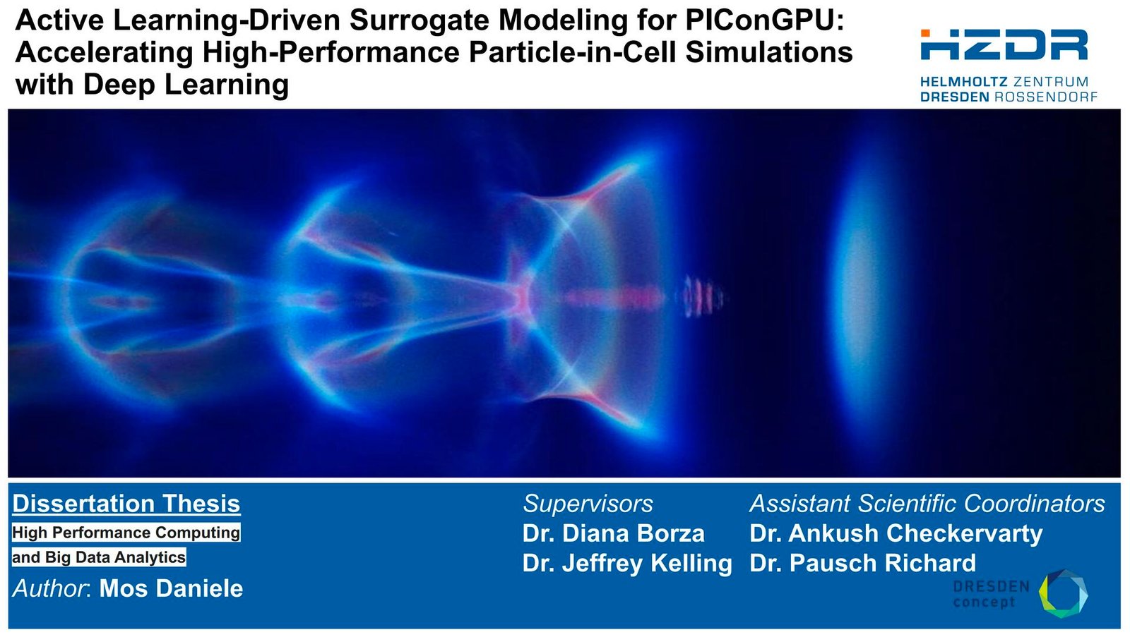 Thesis title slide: Active Learning-Driven Surrogate Modeling for PIConGPU, HZDR